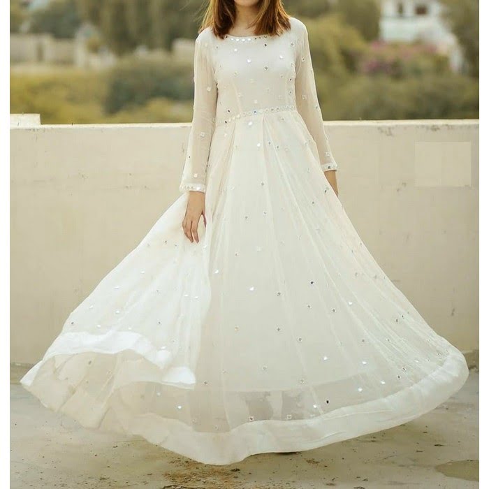 Off White Long Gown For Women - Vpvilla